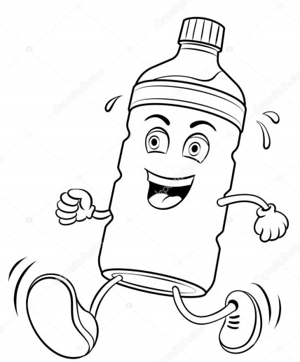 Run bottle of water coloring book vector